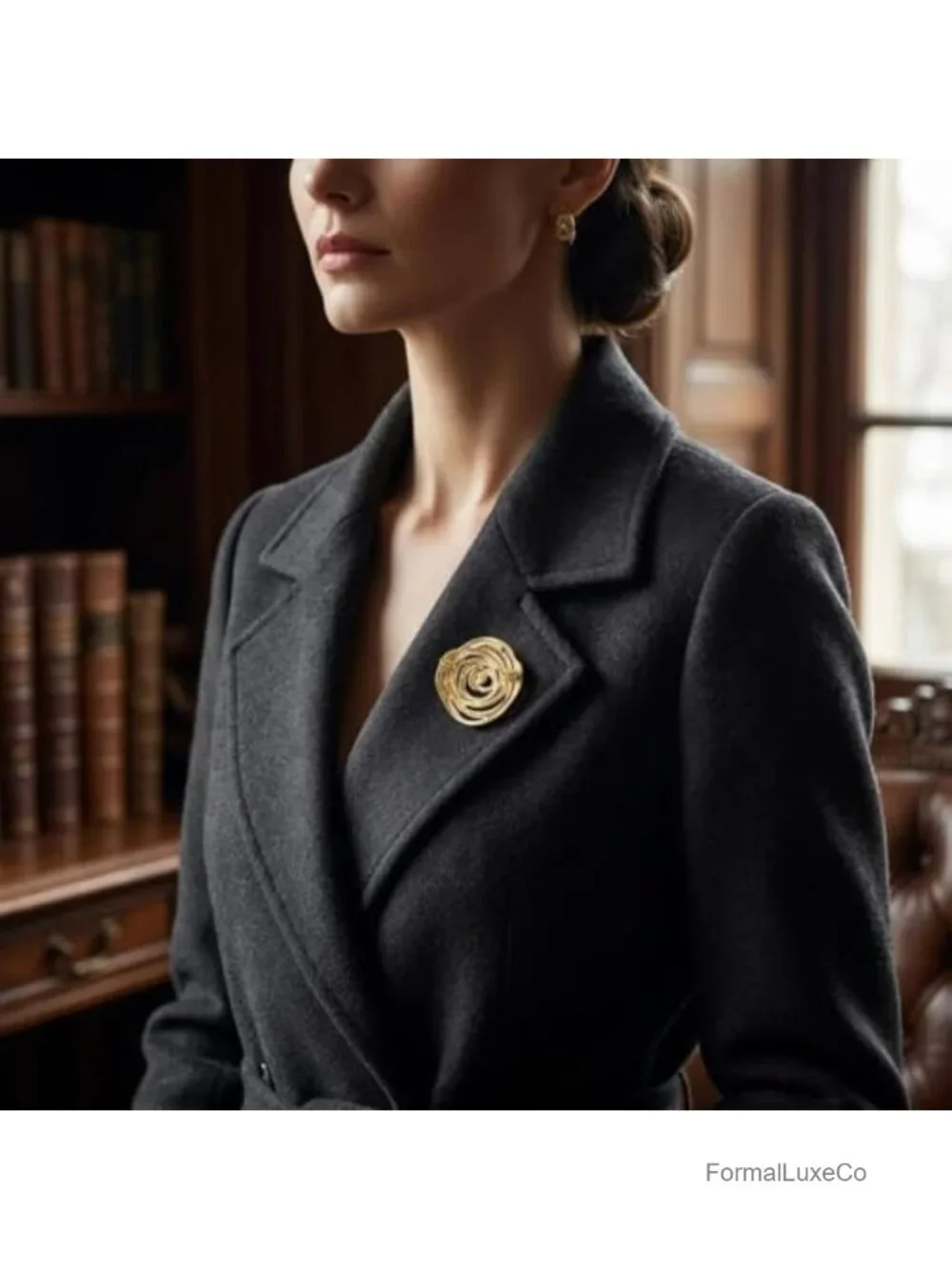 Minimalist Gold Spiral Brooch Pin for Women, Durable Alloy Lapel Pin